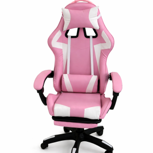 SILLA GAMER CON REPOSAPIES ROSA