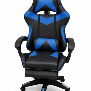 SILLA GAMER CON REPOSAPIES AZUL