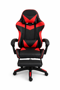 SILLA GAMER CON REPOSAPIES ROJA