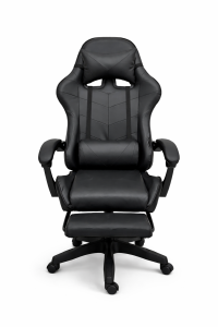 SILLA GAMER CON REPOSAPIES NEGRA