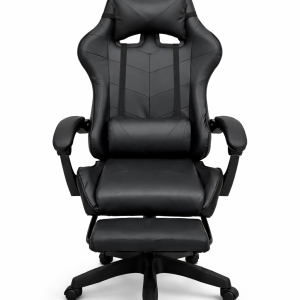 SILLA GAMER CON REPOSAPIES NEGRA