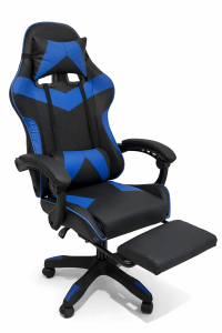 SILLA GAMER CON REPOSAPIES AZUL - Imagen 2